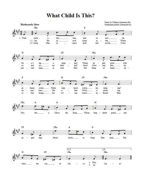 What Child Is This Chords Lyrics And Sheet Music For B Flat Instruments