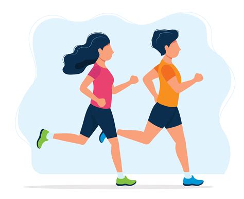 Hombre Y Mujer Corriendo Ilustración Del Concepto De Estilo De Vida Saludable Deporte Trotar