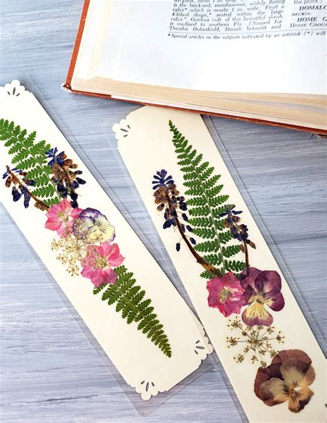 Pressed Flower Bookmarks Set Of 2 Bookmarks Real Dried Flowers
