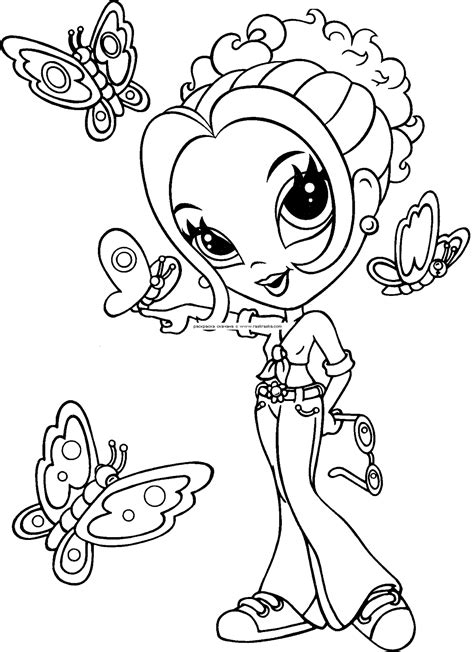 Coloring Page A Girl And A Butterfly