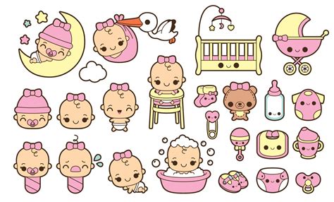 Kawaii Baby Clipart Baby Girl Clipart Cute Baby Girl Etsy Easy Disney