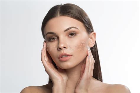 Calm Girl Is Satisfied With Skincare Treatment Stock Image Image Of