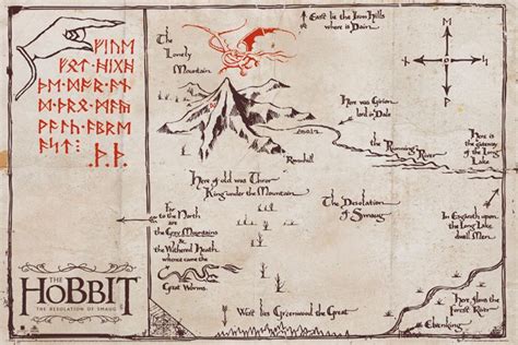 Lord Of The Rings The Hobbit Mountain Map Official Poster The