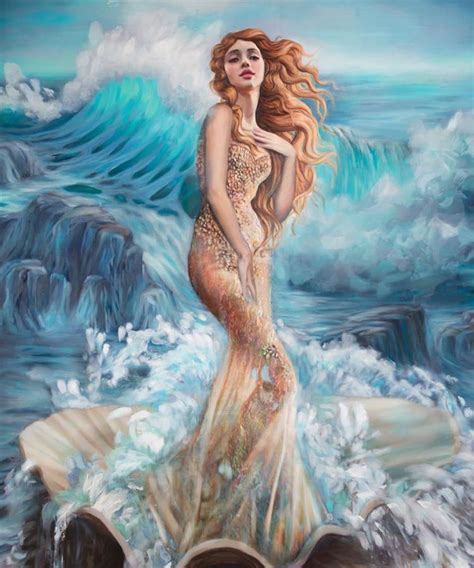 Mixed Media Ocean Goddess Paintings By Lindsay Rapp Aphrodite Painting