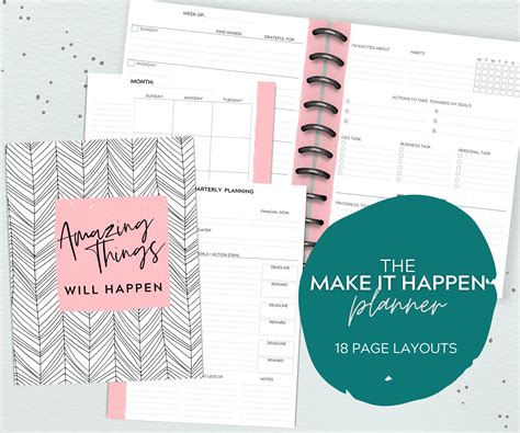 Pink Project Planner Goal Tracker Planner Undated Weekly Planner