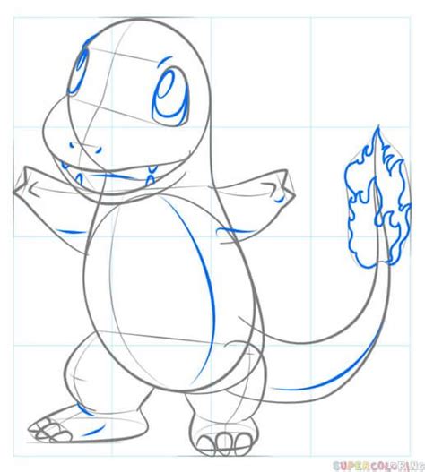 Finally, enclose an egg shaped marking on the belly using a long, curved line. How to draw Charmander Pokemon | Step by step Drawing ...