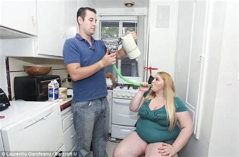 Woman Force Feeds Herself 5000 Calories Day Through A Funnel To Be