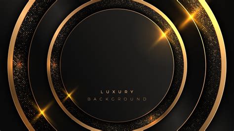Black And Gold Circle Luxury Background Round Shiny Gold Frame On