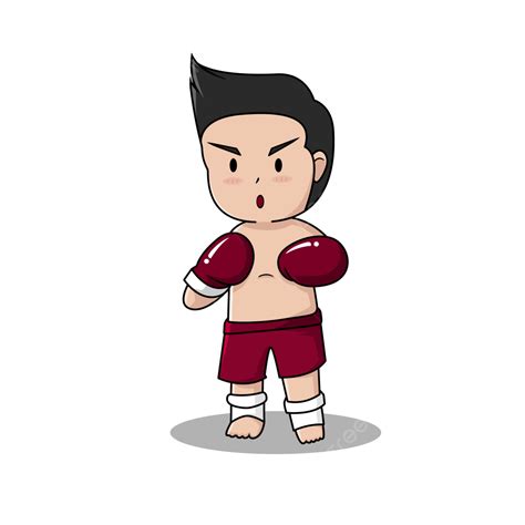 Cute Thai Boxer Cartoon Illustration Boxer Thai Sport Png