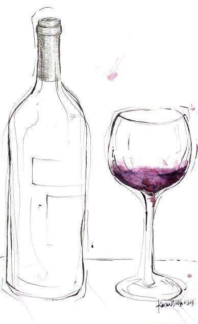 Wine Bottle And Glass Art Drawing Via Etsy By Lyonroad Cpurples