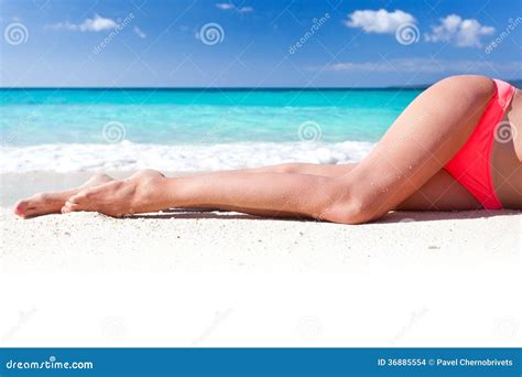 Tan Slim Legs On Beach Stock Photo Image Of Heat Enjoyment