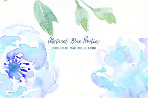 Abstract Blue Peony Clip Art By Cornercroft