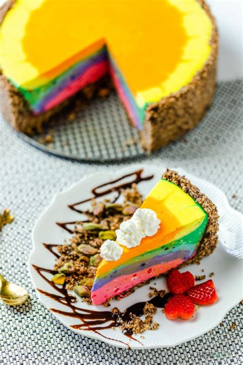 No Bake Rainbow Cheesecake With Fruity Vanilla Flavor