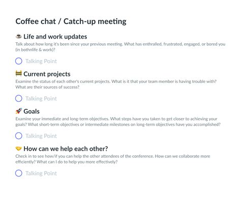 Coffee Chat Catch Up Meeting Template Fellow App