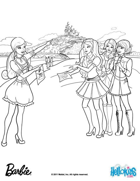 Barbie Coloring Pages Princess Charm School Top Free