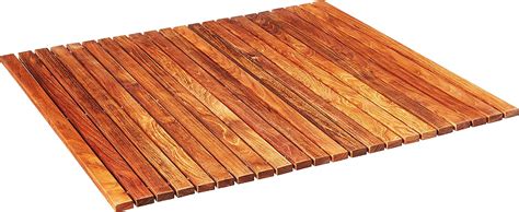 Bare Decor 即出荷 Fuji String Spa Shower Mat In Solid Oiled Square Teak 80cm Finish Wood X Xl