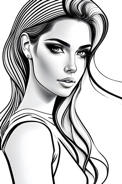 premium ai image beautiful girl portrait realistic style illustration black and white