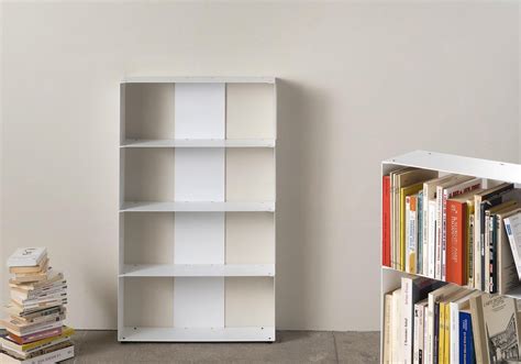 Bibliotheque ito imitation chêne/ blanc 20. Meuble Bibliothèque design 60 cm - métal blanc - 4 niveaux