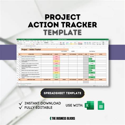 Project Action Tracker Template The Business Blocks