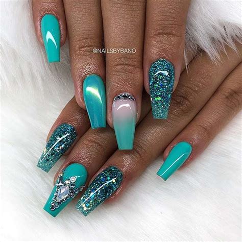 Teal Nail Designs We Cant Wait To Try Teal Nails Teal Nail Art