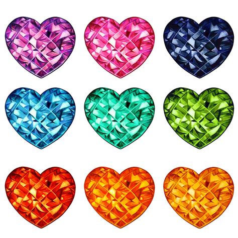 Colorful Watercolor Crystal Heart Shaped Gems Collection 1977577 Vector