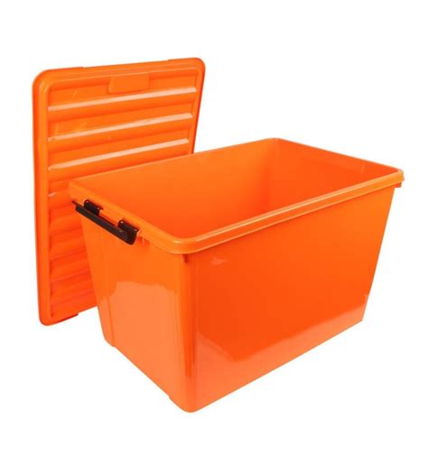 Buy 60 Ltr Plastic Storage Box In Orange Colour By Buckle Up Online