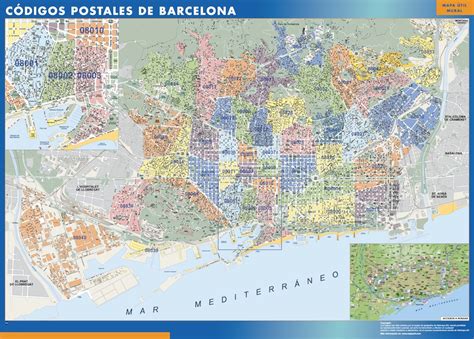 Barcelona Codigos Postales Mapas Murales De España Y El Mundo