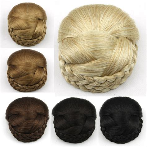 Soowee Knitted Braided Hair Clips In Chignon Synthetic Hair Donut Fake