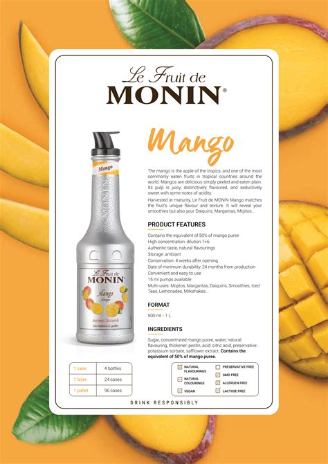Monin Mango Fruit Puree 1ltr
