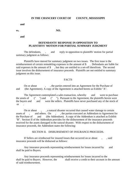 Opposition Summary Judgment Form Fill Out And Sign Printable Pdf