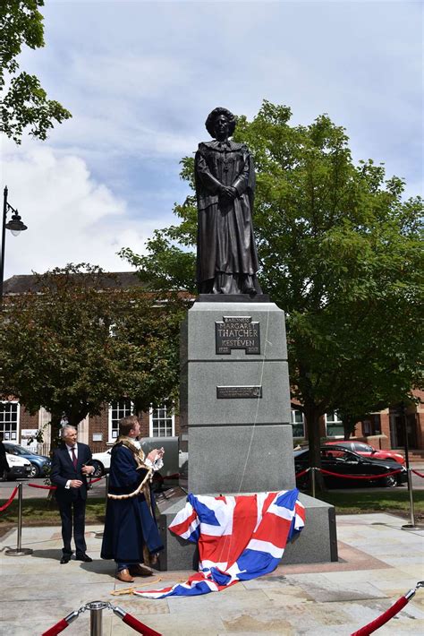 controversial margaret thatcher statue officially unveiled at ceremony in grantham
