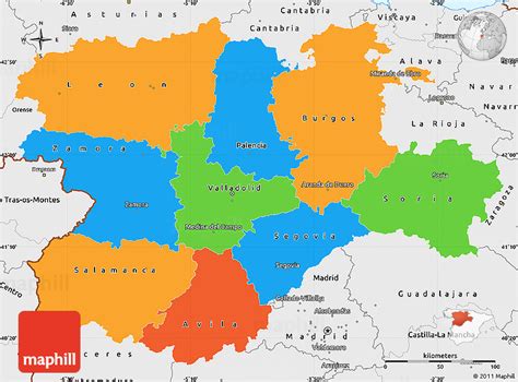 Political Simple Map Of Castilla Y León Single Color Outside Borders