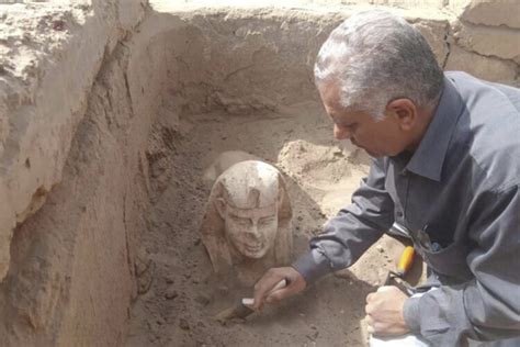 archaeologists in egypt unearth sphinx like roman era statue news sports jobs the express