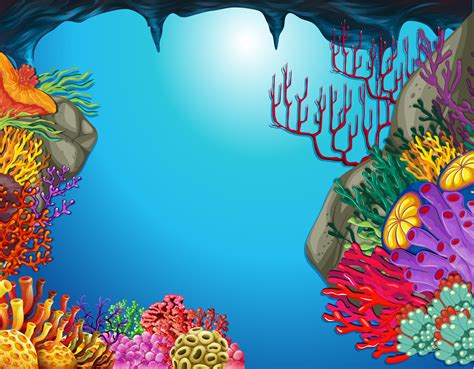 Underwater Scene With Coral Reef In Cave 369324 Download Free Vectors