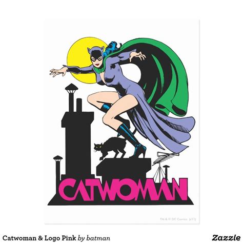 Catwoman And Logo Pink Postcard Zazzle