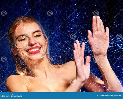 Wet Woman Face With Water Drop Stock Photo Image 28880500