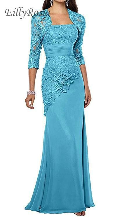 Turquoise Lace Mother Of The Bride Dresses With Jacket Appliques Three