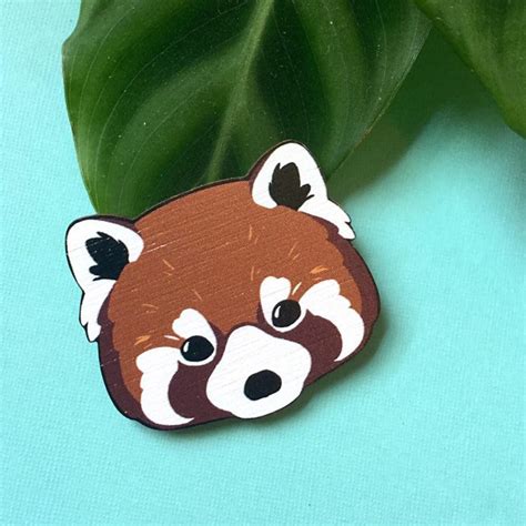 Cute Red Panda Wood Pin Red Panda Brooch Raccoon Charm Cute Etsy