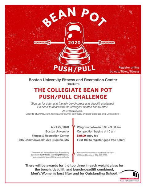 Register For The 2020 Beanpot Pushpull Fitness And Recreation Center