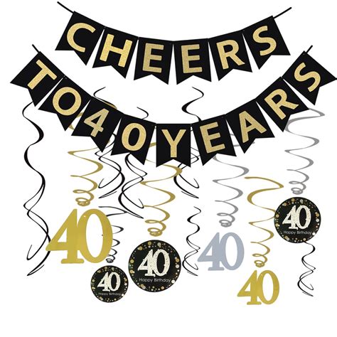 Buy 40th Birthday Party Decorations Kit Cheers To 40 Years Banner Sparkling Celebration 40
