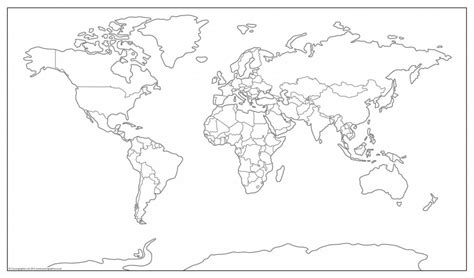 A4 Size World Map Outline World Map Outline World Map Printable Map