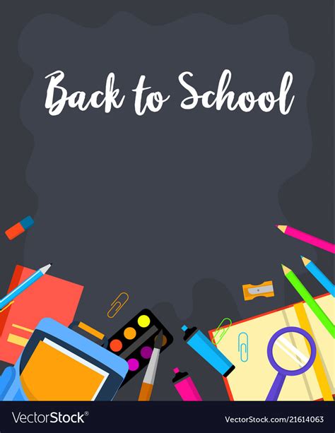 Black Board Back To School Background Flat Style Vector Image