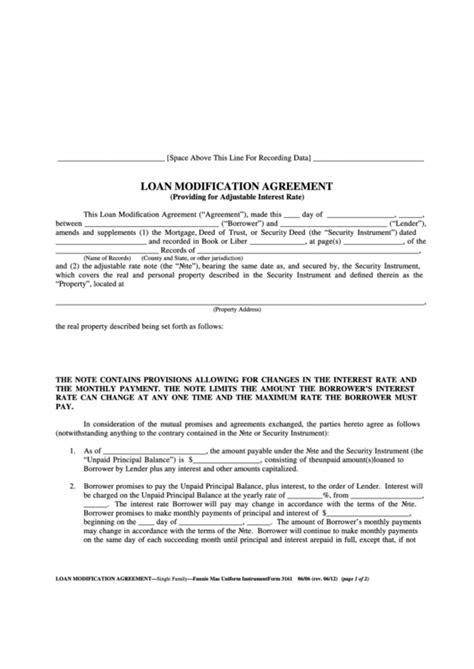Form 3161 Loan Modification Agreement Printable Pdf Download