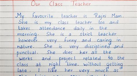 Write A Short Essay On Our Class Teacher Essay Writing English
