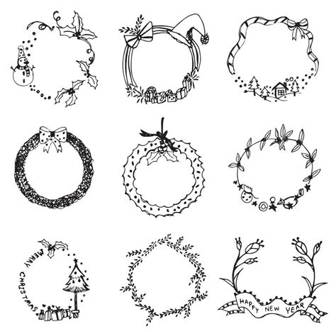 Christmas Wreaths Vector Setfree Hand Drawing Wreaths 12879388 Vector