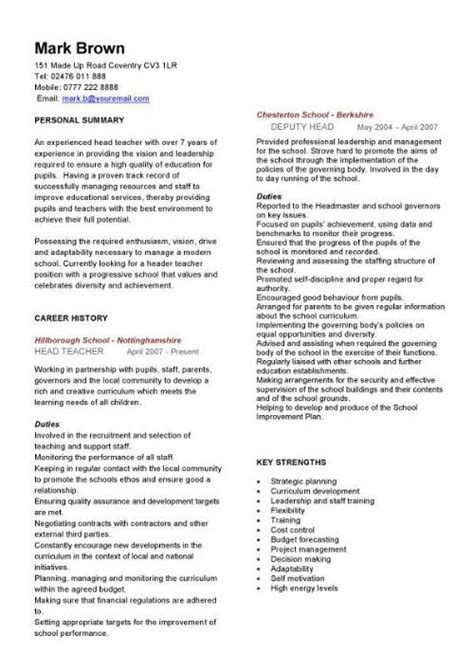 teacher resume template word english teacher cv