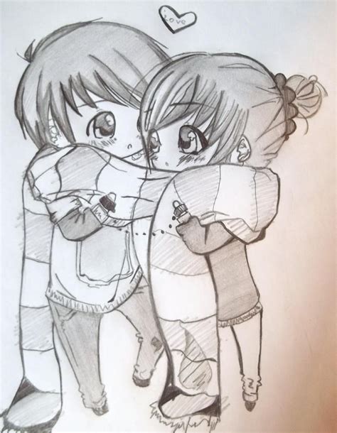 Anime Hugging Couple Chibi