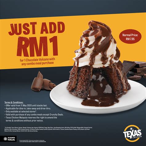 Lovingly hand battered and cooked to golden crunchy perfection, our chicken is prepared spicy or original. Add RM1 To Your Combo Meal And Get A Chocolate Volcano ...