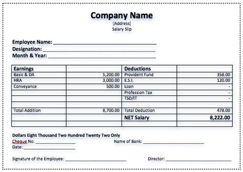 Payslip Design Template Pdf Template