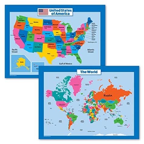 Palace Curriculum World Map And Usa Map For Kids 2 Poster Set